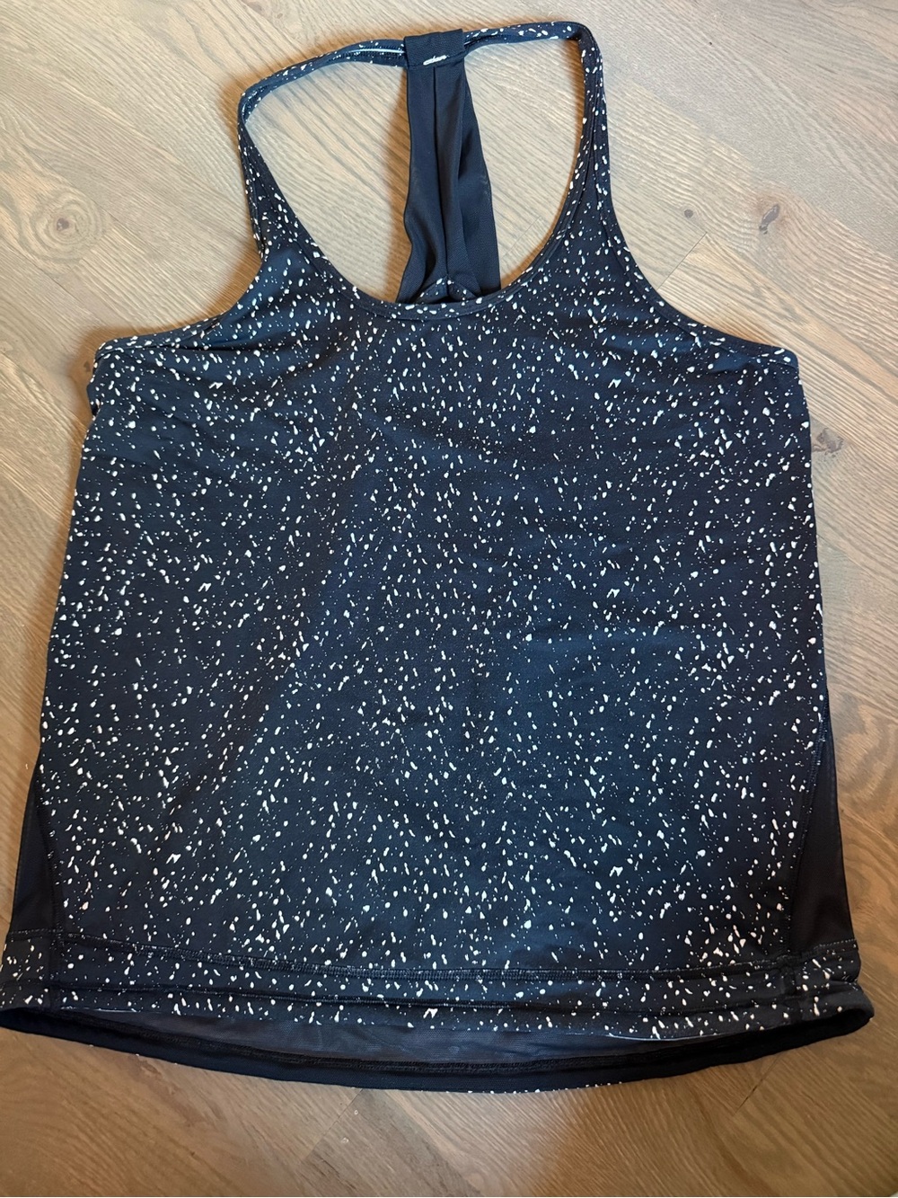 lululemon athletica Black Tank Top with White Speckle Print